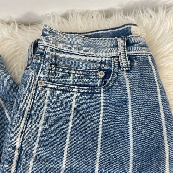 Free People We The Free Draw The Line Striped Straight Leg Jeans Sz 26 - Picture 5 of 13